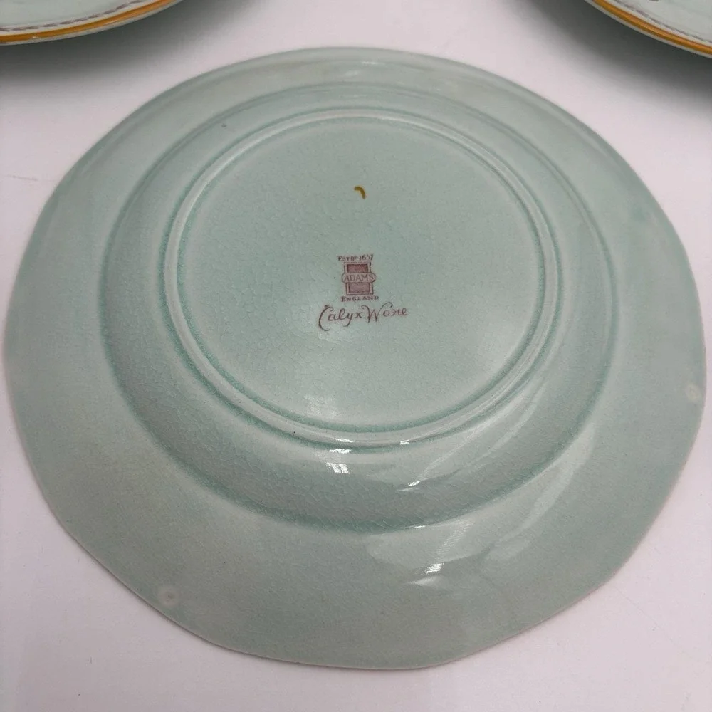 Calyx Ware Salad Plates , METZ, Blue Ironstone, Adams England, 7.75